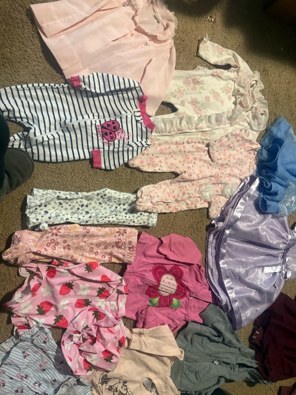 Lot of Baby Girls Sleepers and Dresses - Pink Floral Mix
